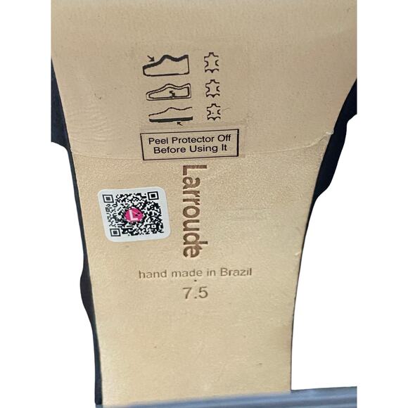 Larroude Bee Platform Sandals Suede Leather Ankle Strap Block Heel Party Sz 7.5 - Picture 10 of 10